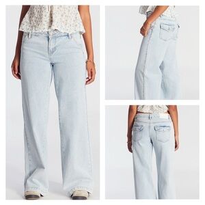 Pacsun Casey Low Rise Baggy Jeans Button Pocket Light Indigo - Women's 33 x 33L